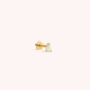 14K Solid Gold Opal Teardrop Threaded Labret Earring
