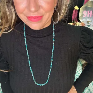 30 inch Turquoise Chip Genuine Necklace