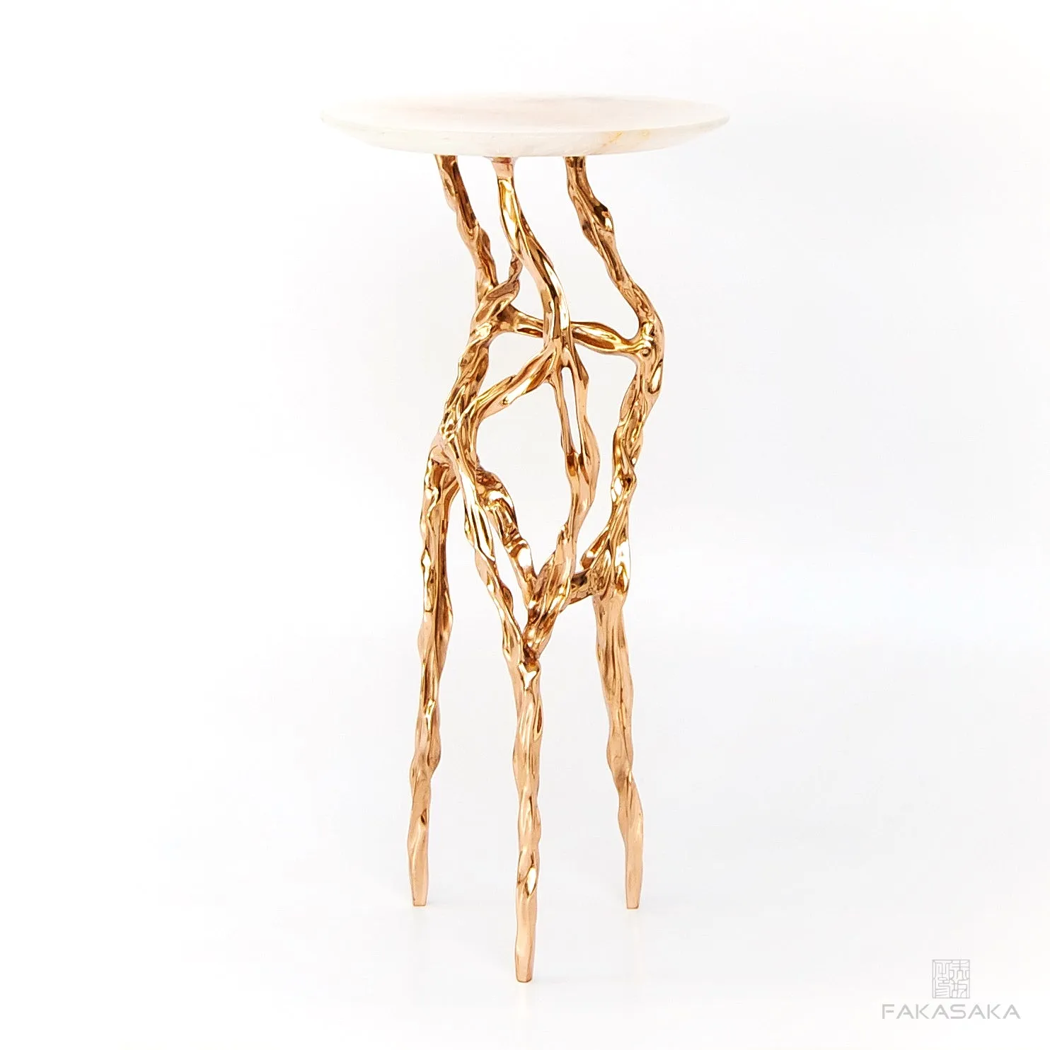 ALEXIA DRINK TABLE<br><br>TRANSLUCENT ONYX<br>POLISHED BRONZE