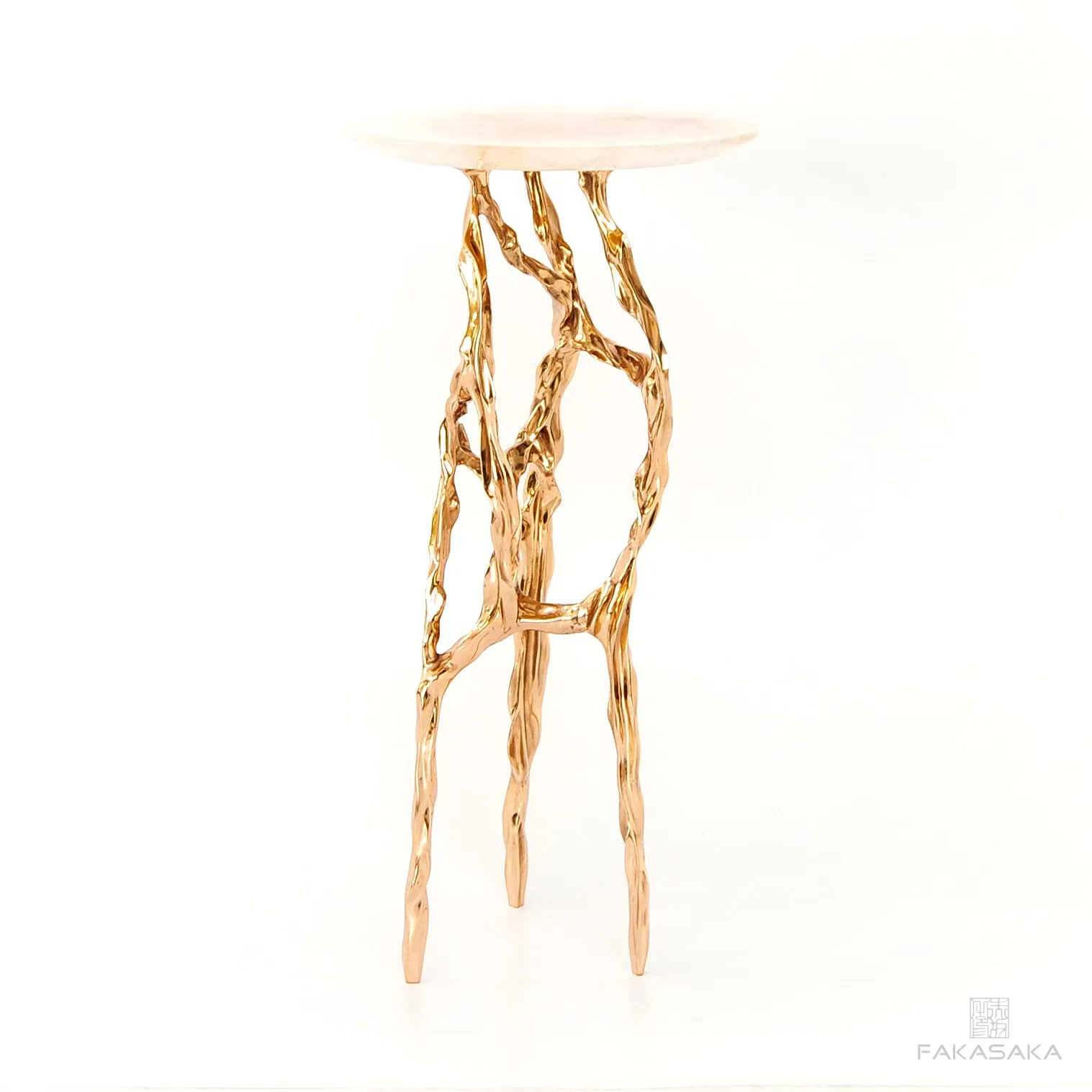 ALEXIA DRINK TABLE<br><br>TRANSLUCENT ONYX<br>POLISHED BRONZE