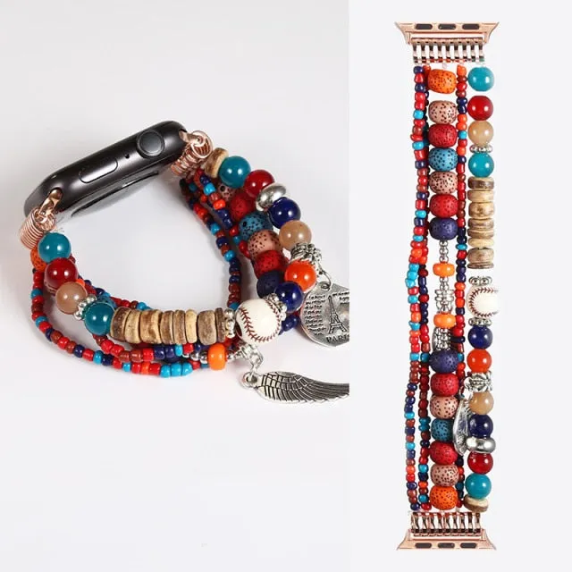 Beads Strap for Series 8 7 6 5 Women Jewelry loop Bracelet Watchbands