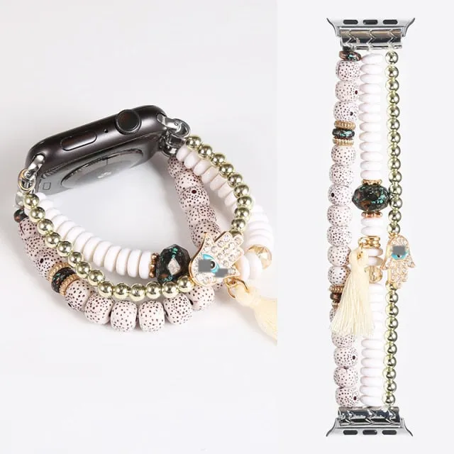 Beads Strap for Series 8 7 6 5 Women Jewelry loop Bracelet Watchbands