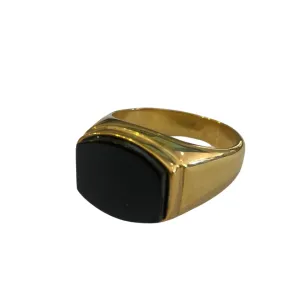 Black Onyx Gold Signet Ring