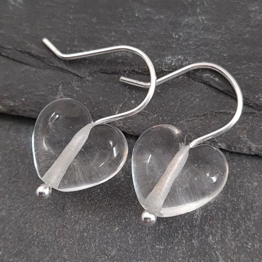 Cora Heart Hoop Earrings - Birthstones in Glass