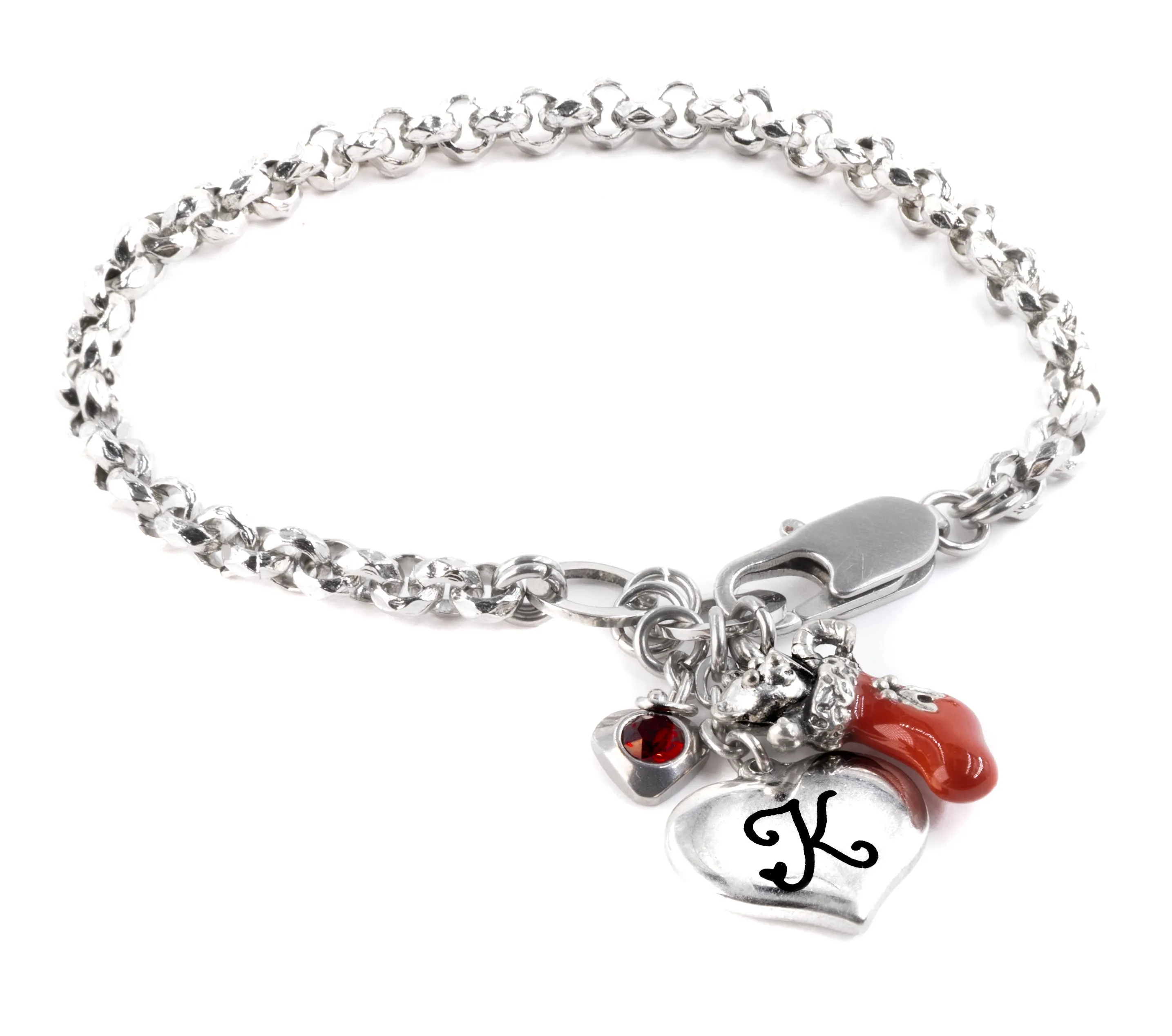 Engraved Christmas Bracelet with Personalized Initial