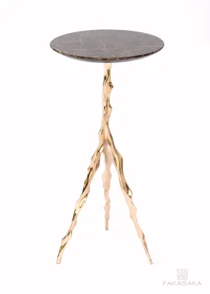 ETTA DRINK TABLE<br><br>MARRON IMPERIAL MARBLE<br>POLISHED BRONZE