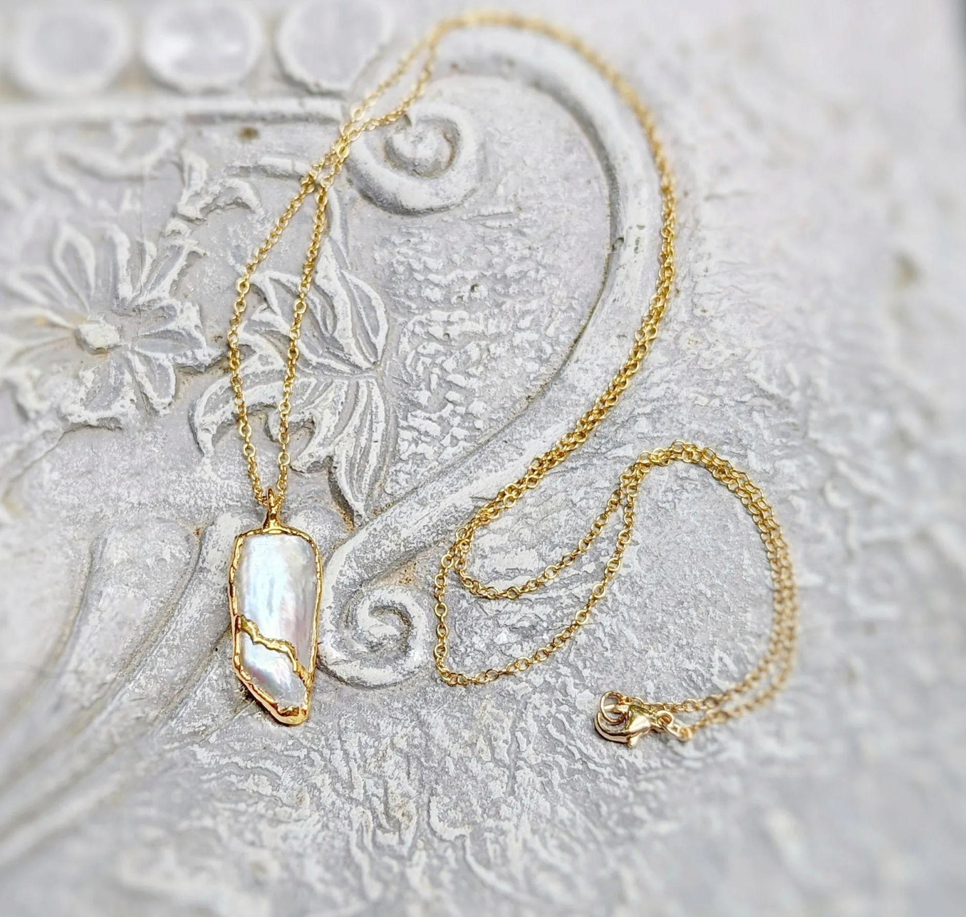 Freshwater Biwa Keshi Pearl Kintsugi necklace