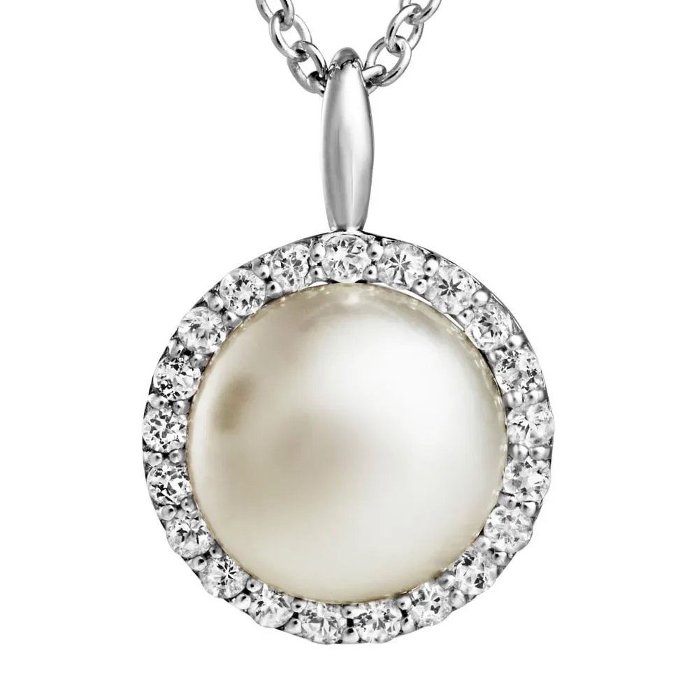 Jersey Pearl Amberley Pearl & Topaz Cluster Necklace 16/18" 1703580
