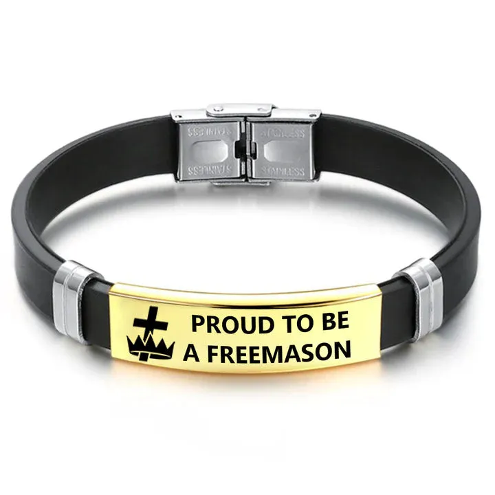 Knights Templar Commandery Bracelet - Steel & Leather