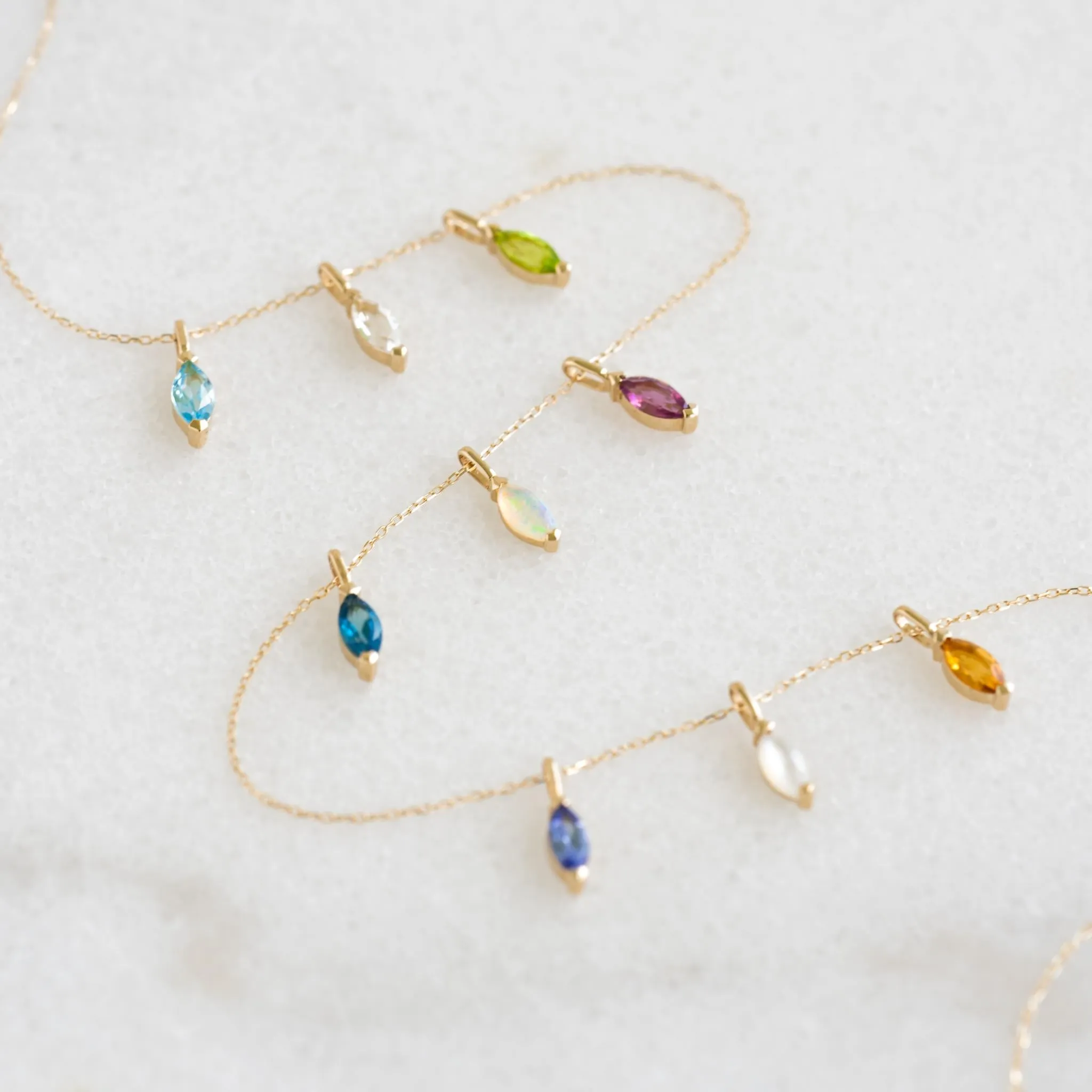 March Birthstone Pendant 14k Gold - Swiss Blue Topaz