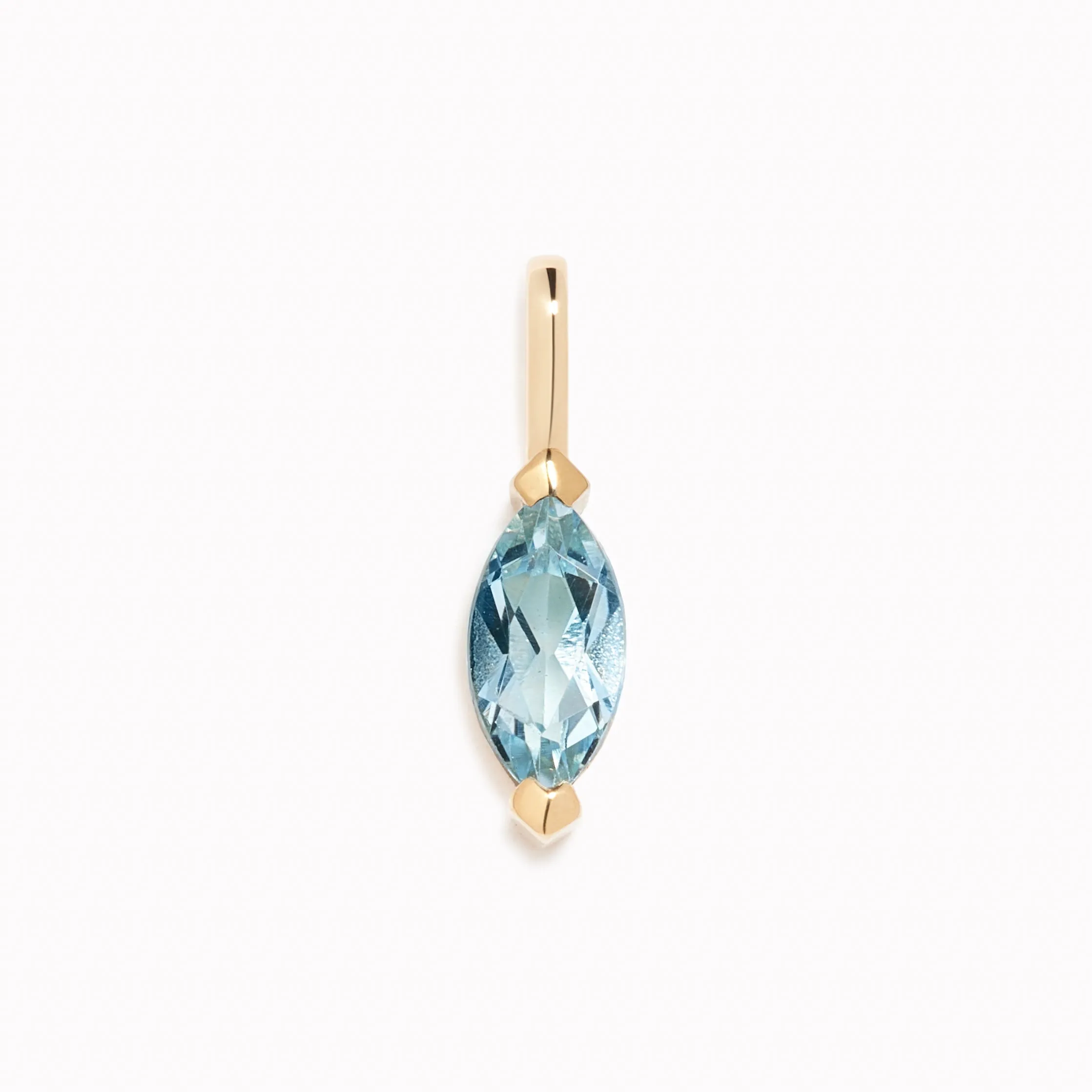 March Birthstone Pendant 14k Gold - Swiss Blue Topaz