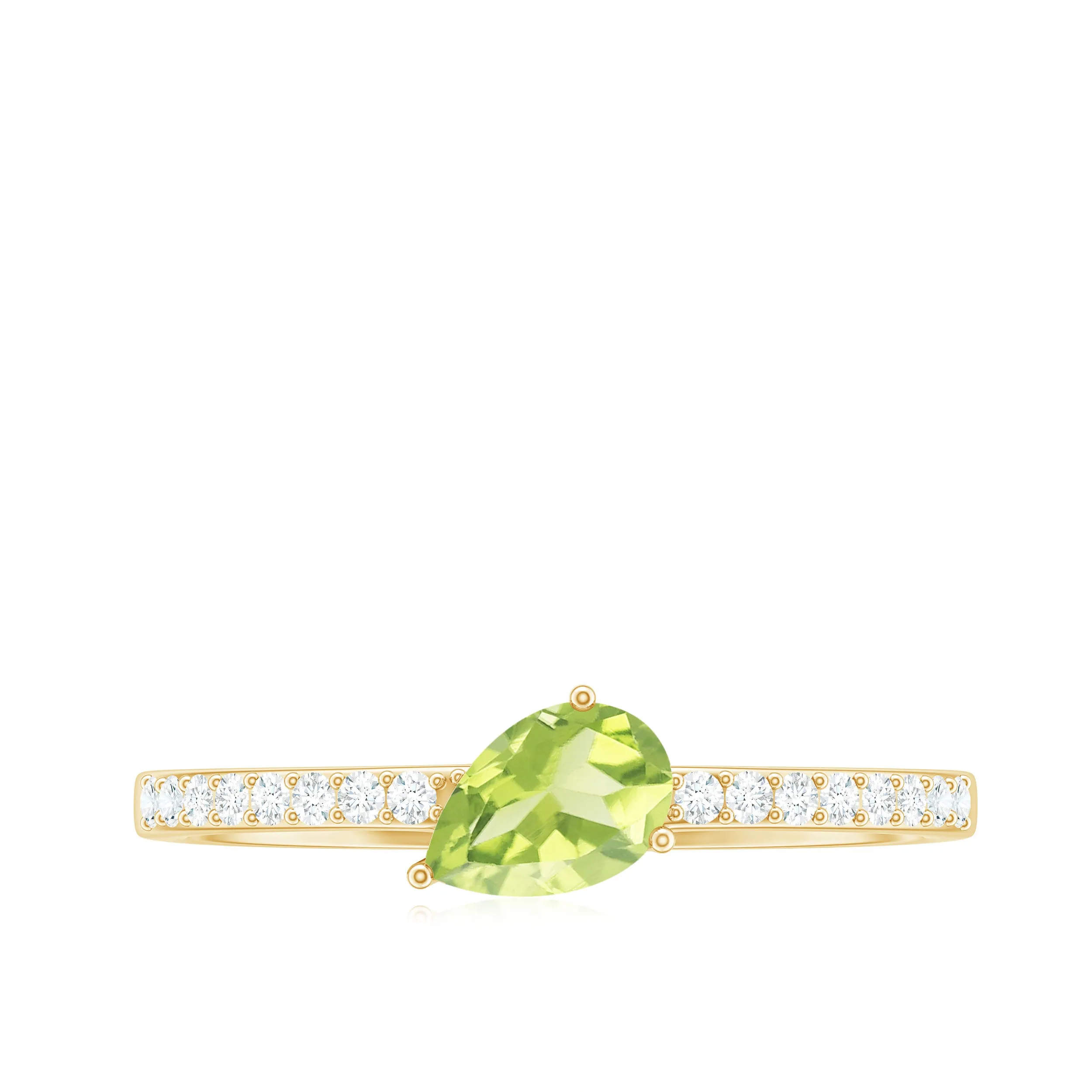 Peridot Solitaire Ring with Diamond Side Stones