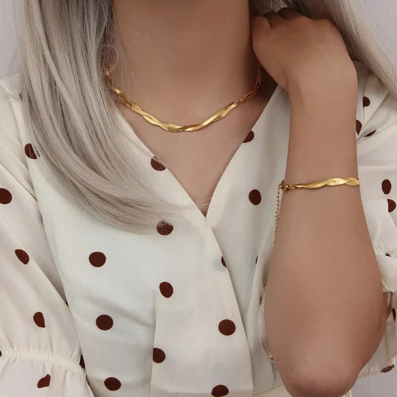 Stainless Steel Braided Snake Chain Jewelry Sets for Women