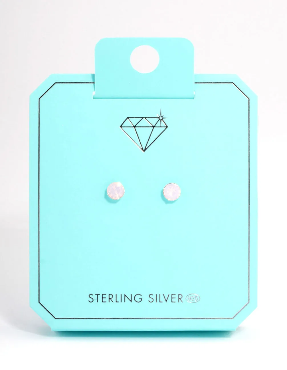 Sterling Silver Pink Opal Stud Earrings