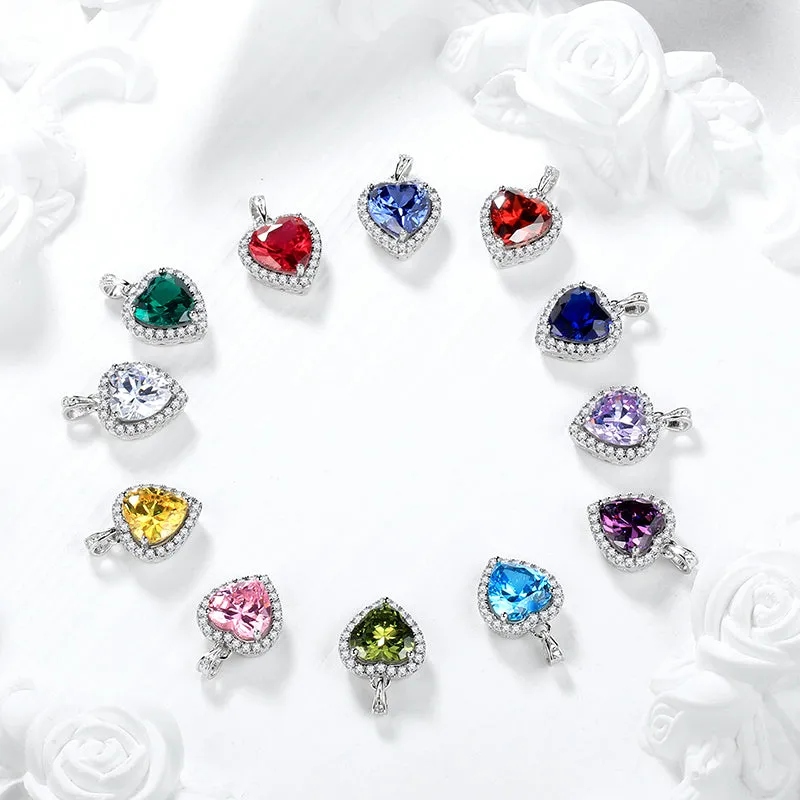 Tokyo Mart Heart Necklace Women Girls Crystal Birthstone Necklace Pendant Jewelry Birthday Gifts Sterling Silver